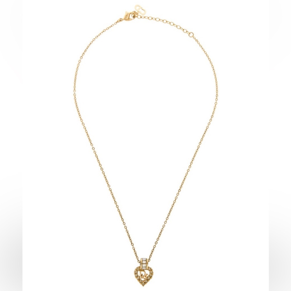 Vintage DIOR heart necklace gold tone Christian Dior necklace pendant necklace - Picture 13 of 15